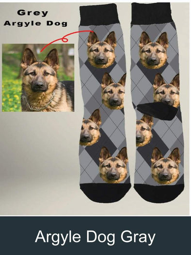 Socks Argyle Dog Gray-Mt Logan 5959-Argyle Socks,Custom Socks,Fun Photo Socks,Gifts,Modern Art,Print Socks