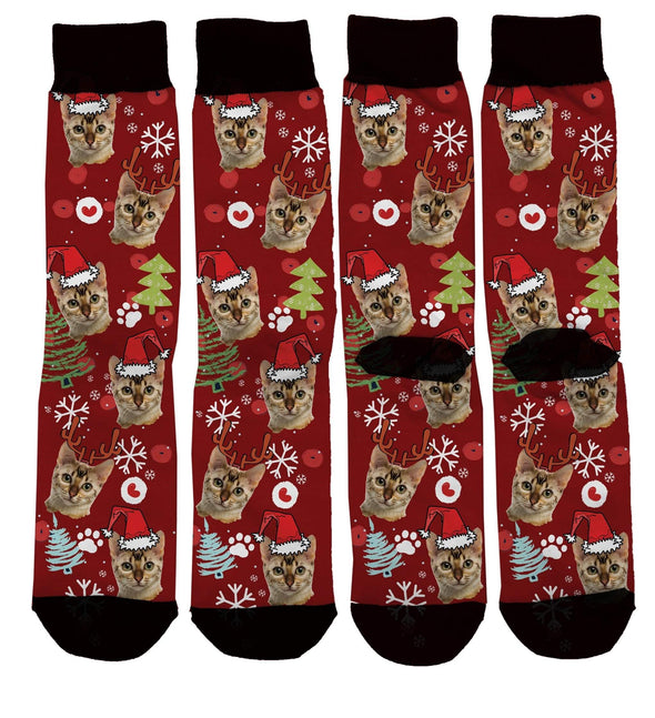 Custom Christmas Cat Socks-Mt Logan 5959-Cat Lover Socks,Custom Socks,Fun Photo Socks,Gifts,Modern Art,Print Socks