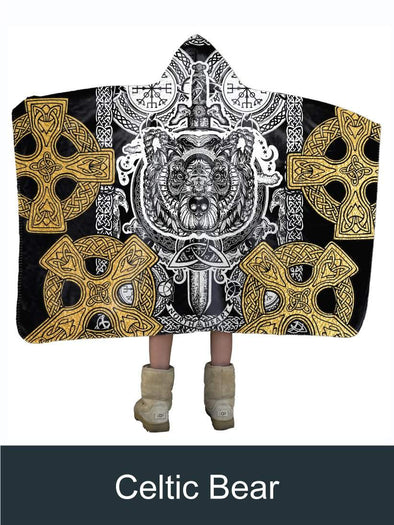 Celtic Bear and swords Scandinavian mythology Artisan Handcrafted Hooded Blanket-Mt Logan 5959-bear,Scandinavia
