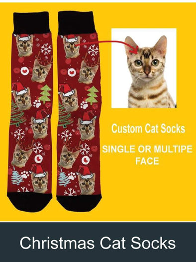 Custom Christmas Cat Socks-Mt Logan 5959-Cat Lover Socks,Custom Socks,Fun Photo Socks,Gifts,Modern Art,Print Socks