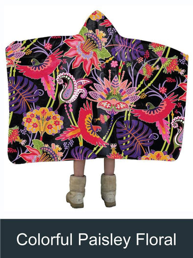 Colorful Paisley floral Artisan Handcrafted Hooded Blanket-Mt Logan 5959-