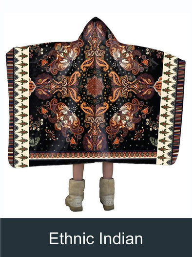 Ethnic Indian Ornament Artisan Handcrafted Hooded Blanket-Mt Logan 5959-