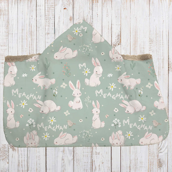 Darling Bunnies Fluffy Ears Super Cozy Baby Toddler Hoodie Wrap Blanket - Artisan Handcrafted Hooded Blanket-Mt Logan 5959-