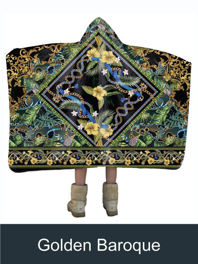 Elegant Tropical Golden Baroque Artisan Handcrafted Hooded Blanket-Mt Logan 5959-flowers,garden,tropical