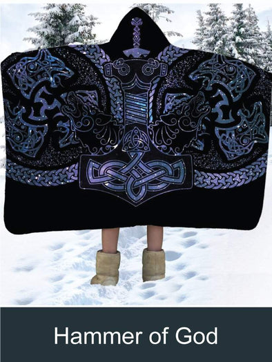 Hammer of God Scandinavian mythology Artisan Handcrafted Hooded Blanket-Mt Logan 5959-comfy,gods,Mythology