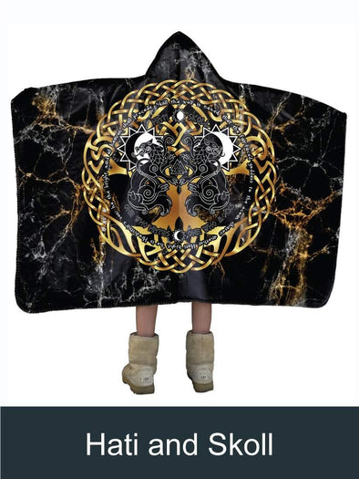 Hati and Skoll devour the Sun and the Moon Scandinavian mythology Artisan Handcrafted Hooded Blanket-Mt Logan 5959-