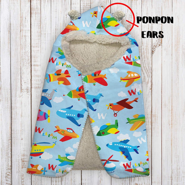 Cute Airplanes Boys Artisan Handcrafted Hooded Wrap Blanket-Mt Logan 5959-