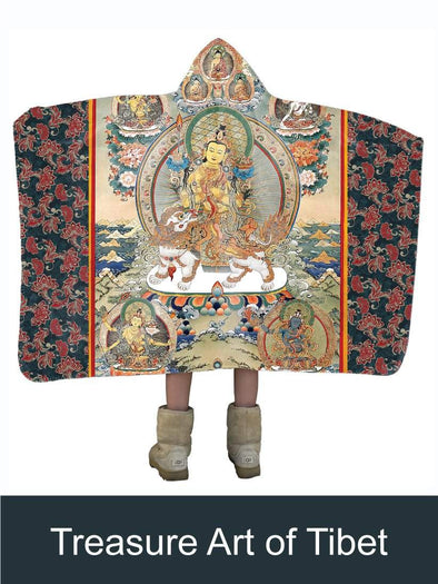 Thangka Treasure Art of Tibet Artisan Handcrafted Hooded Blanket-Mt Logan 5959-gods,Mythology,Tibet