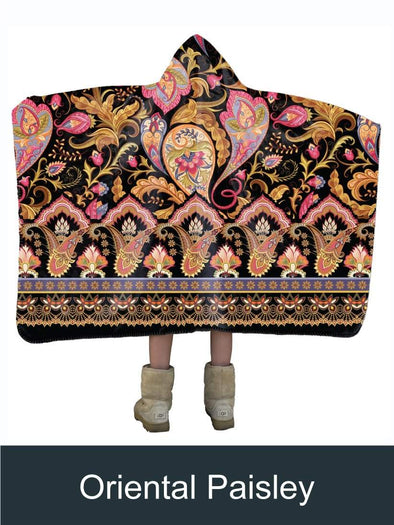 Traditional Oriental Paisley Artisan Handcrafted Hooded Blanket-Mt Logan 5959-