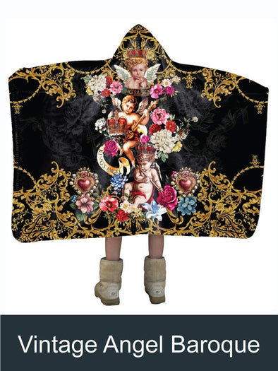 Vintage Angel Baroque Artisan Handcrafted Hooded Blanket-Mt Logan 5959-angel,Baroque