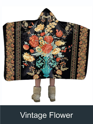 Elegant Vintage Flower Artisan Handcrafted Hooded Blanket-Mt Logan 5959-floral,flowers,vintage