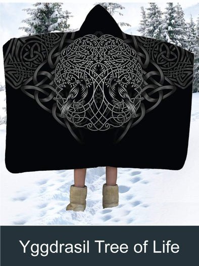 Yggdrasil tree of life Scandinavian mythology Artisan Handcrafted Hooded Blanket-Mt Logan 5959-